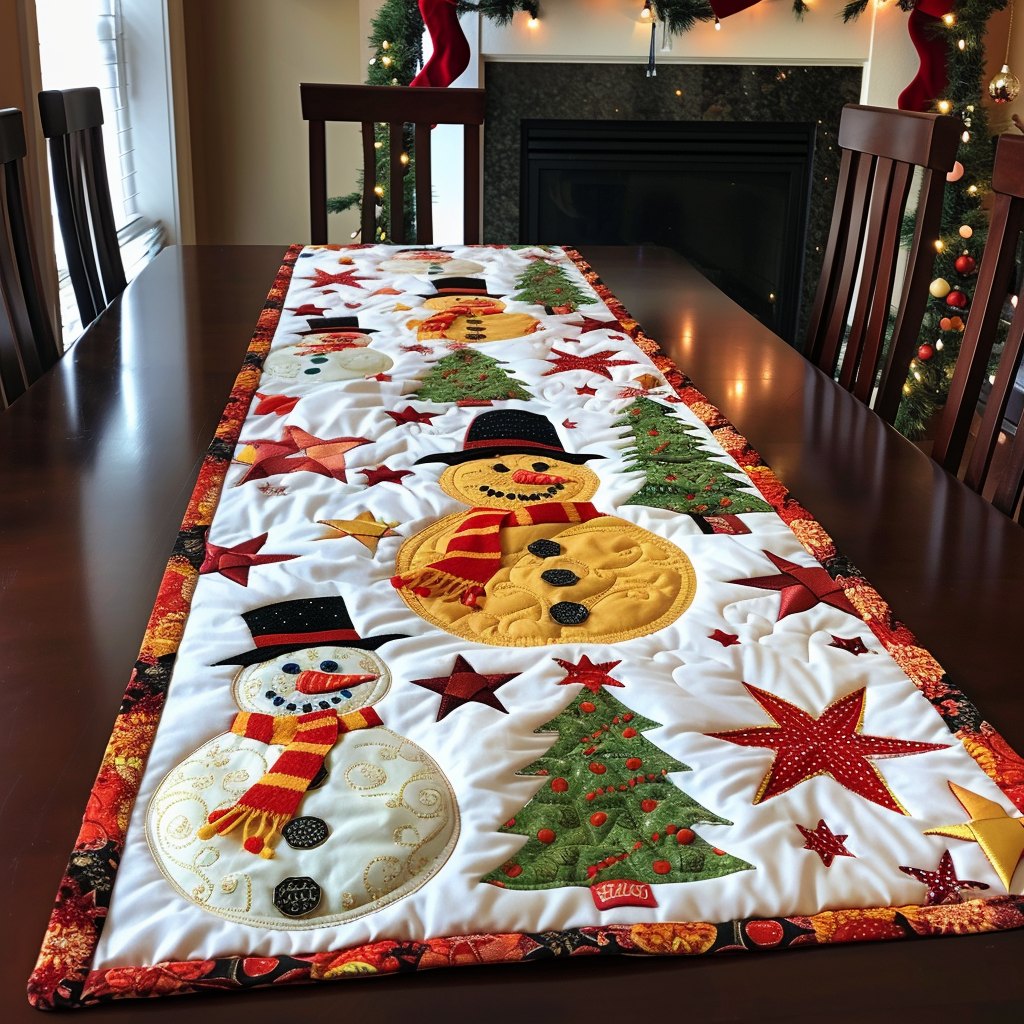 Festive Snowman Tree Table Runner