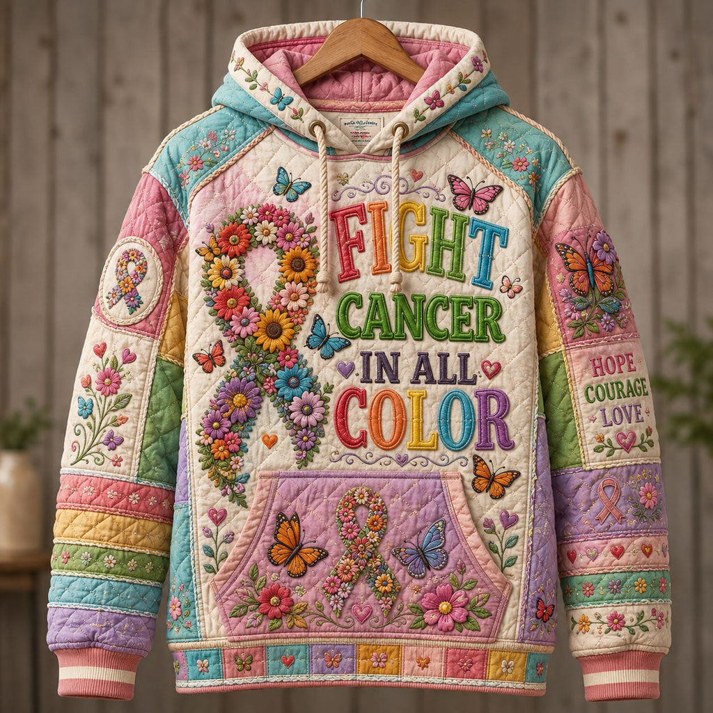 Fight Cancer Pastel Blooms hoodie, all-over print