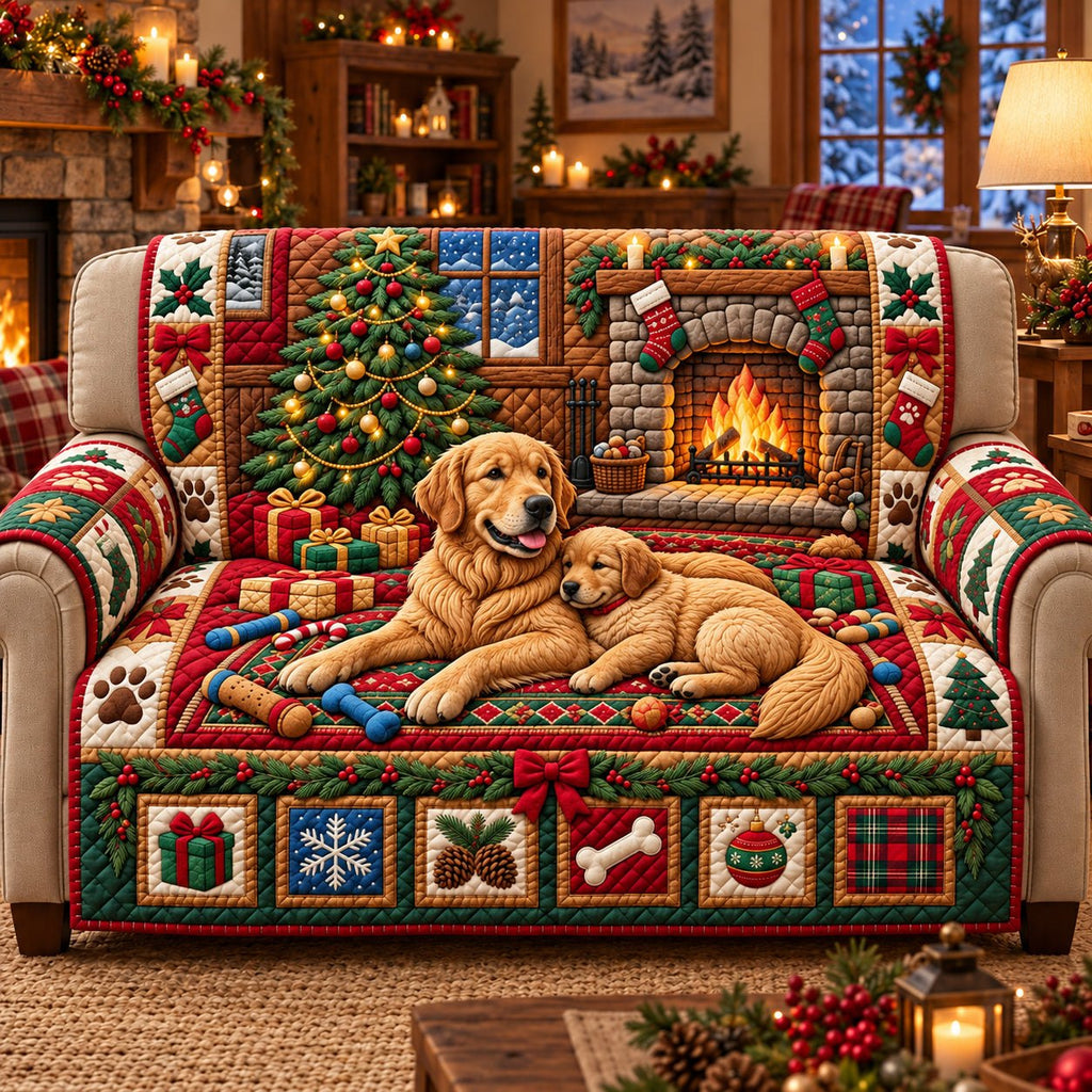 Fireside Christmas Sofa Cover