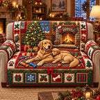 Fireside Christmas Sofa Cover