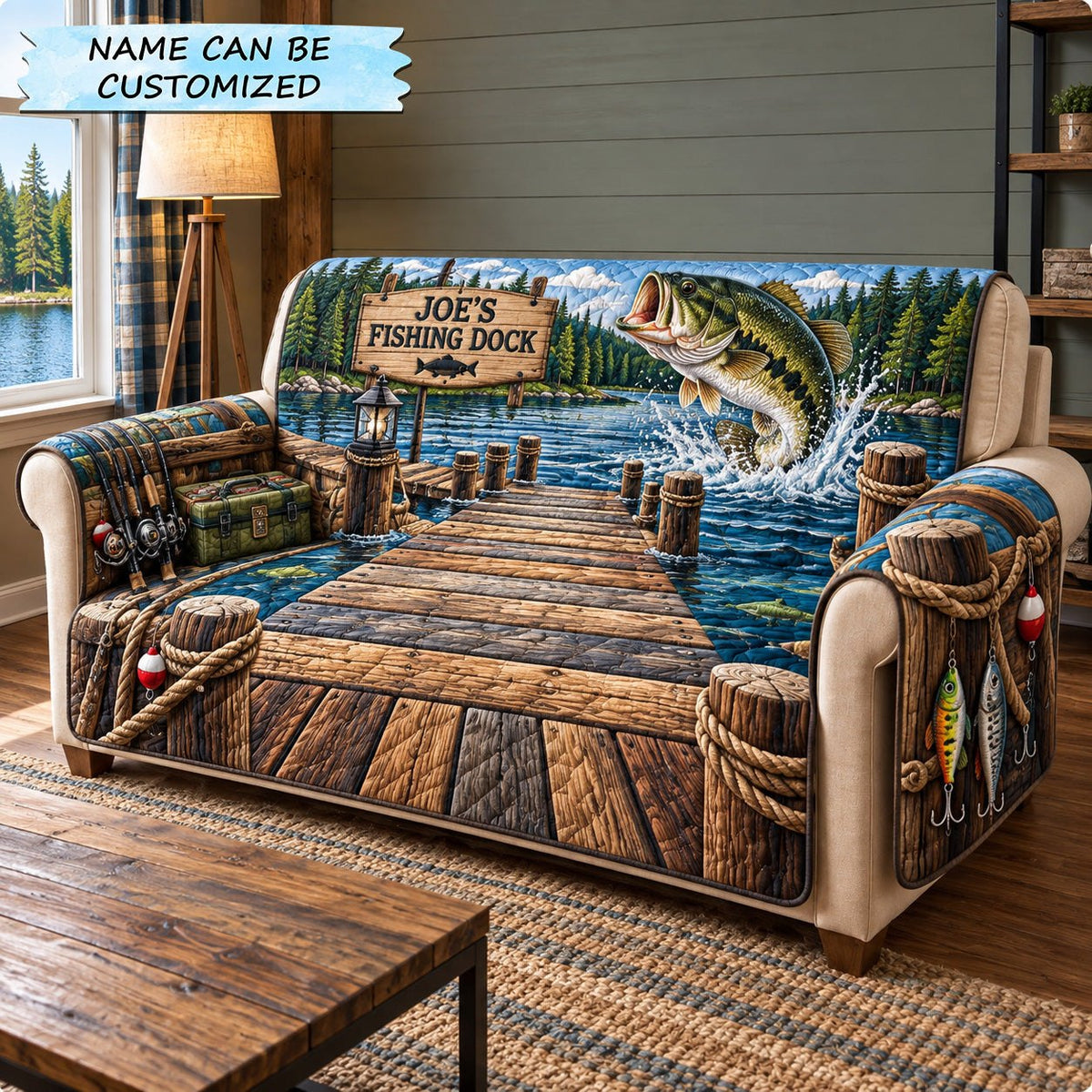 Fishing Dock Adventure Sofa Cover