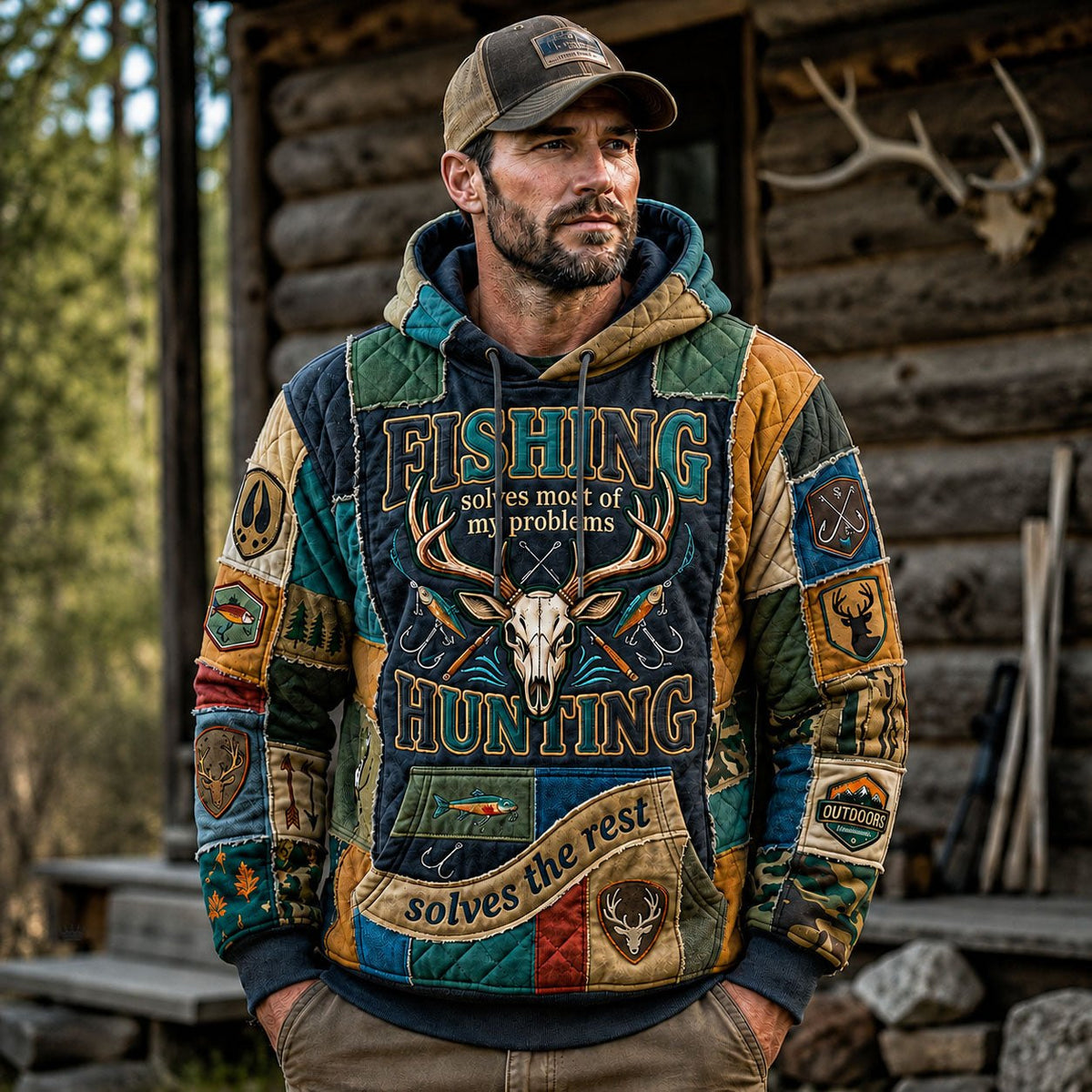 Fishing Hunting hoodie, all-over print