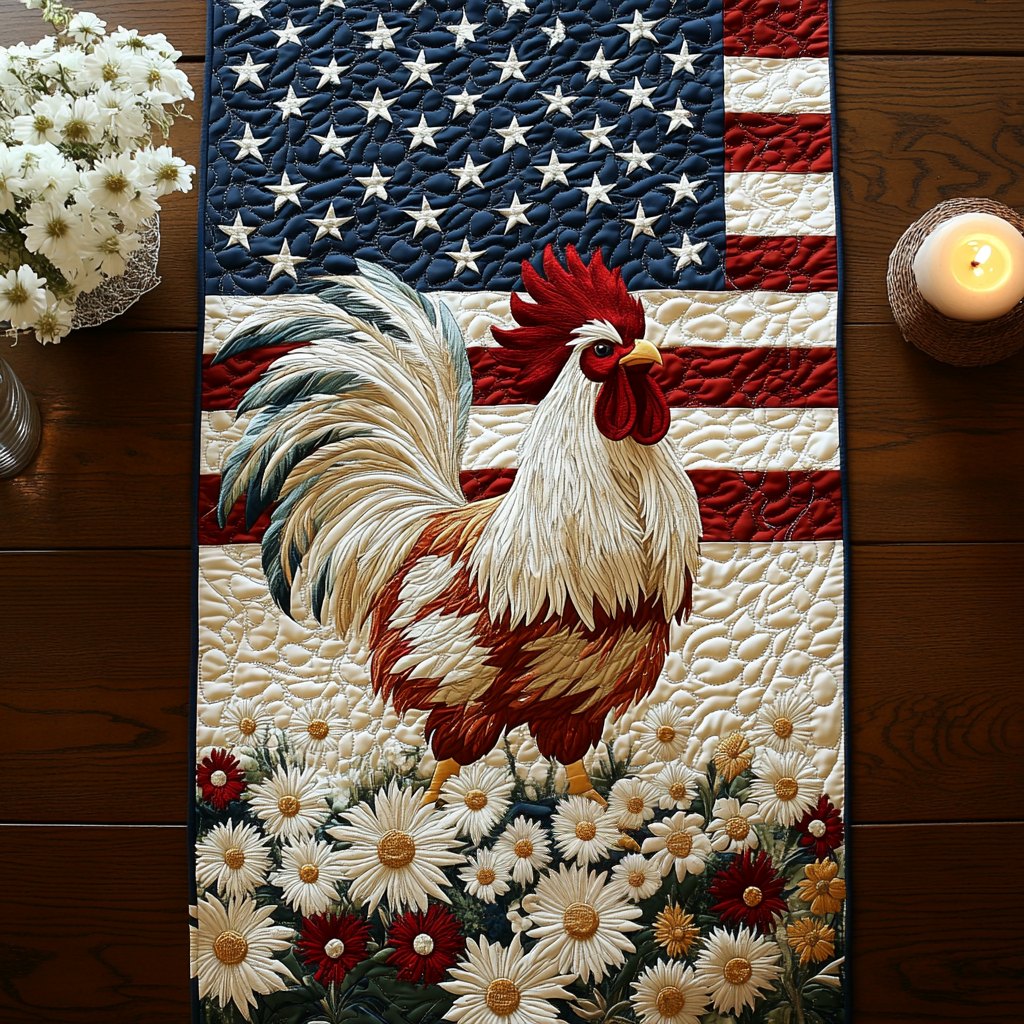 Flag Rooster Table Runner