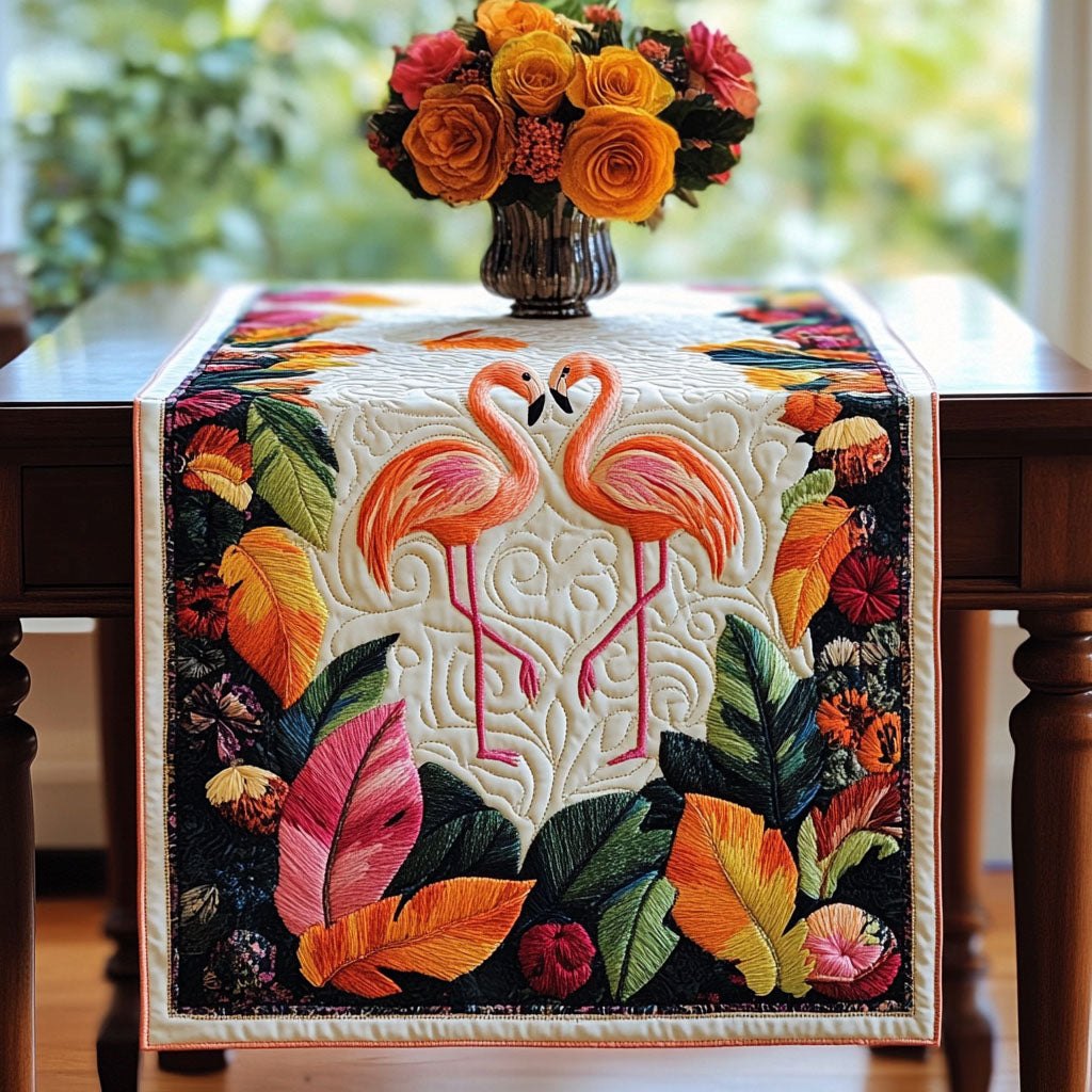 Flamingo Heart Table Runner