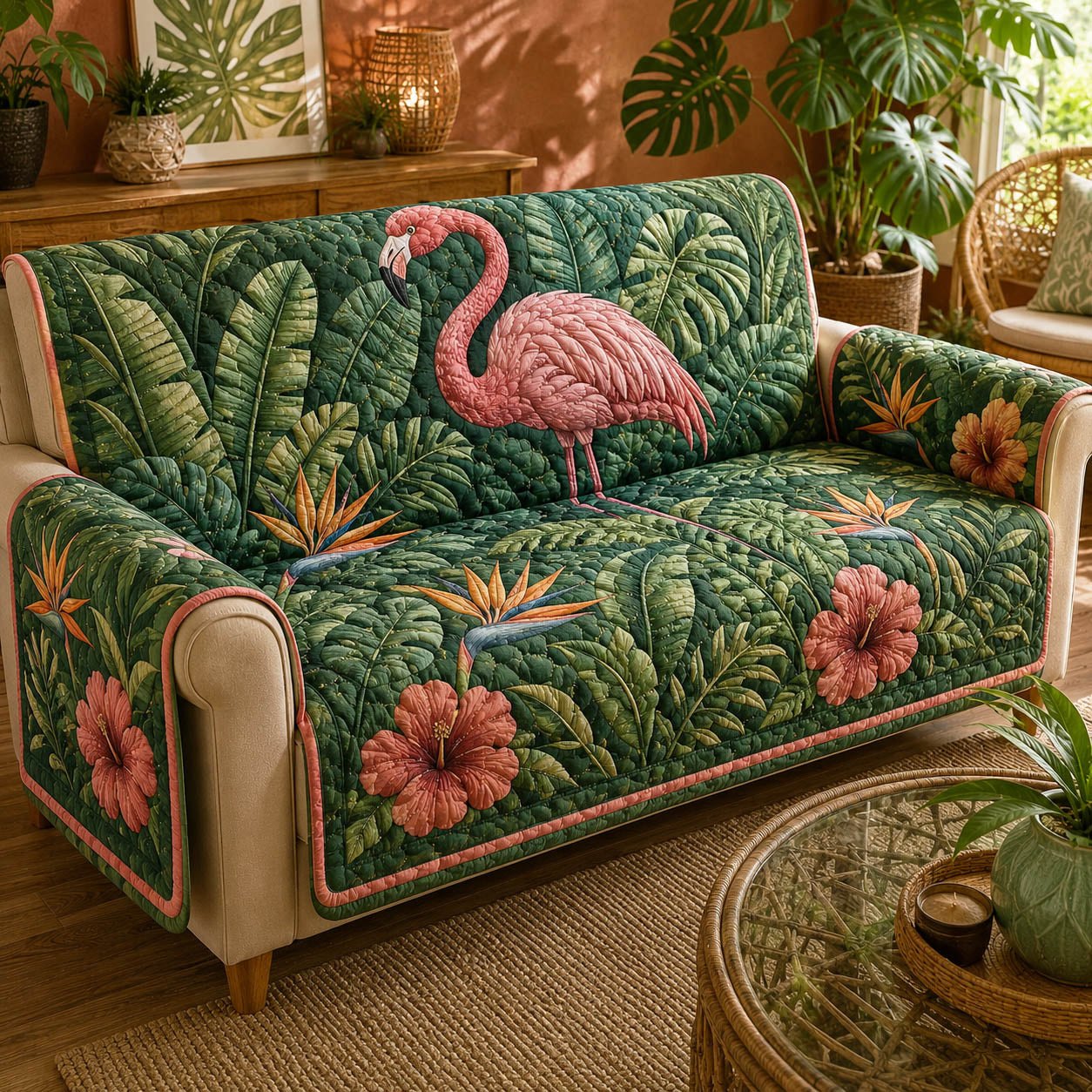 Flamingo Retreat Sofa Cover