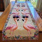 Flamingos Wearing Sunglasses Table Runner