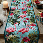 Flamingos Among Palms and Hibiscus Table Runner