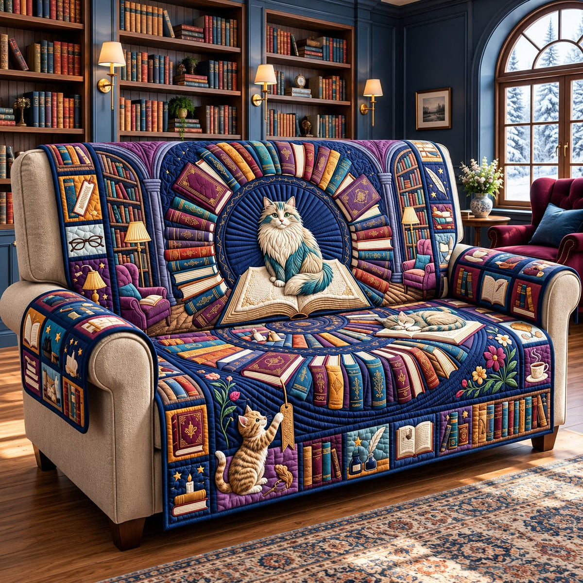 Floating Book Vortex Sofa Cover