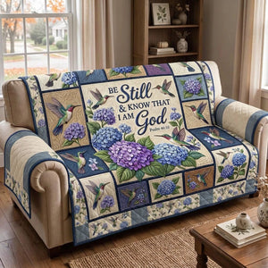 Hydrangea Hummingbird Be Still Sofa Cover - Made to Order