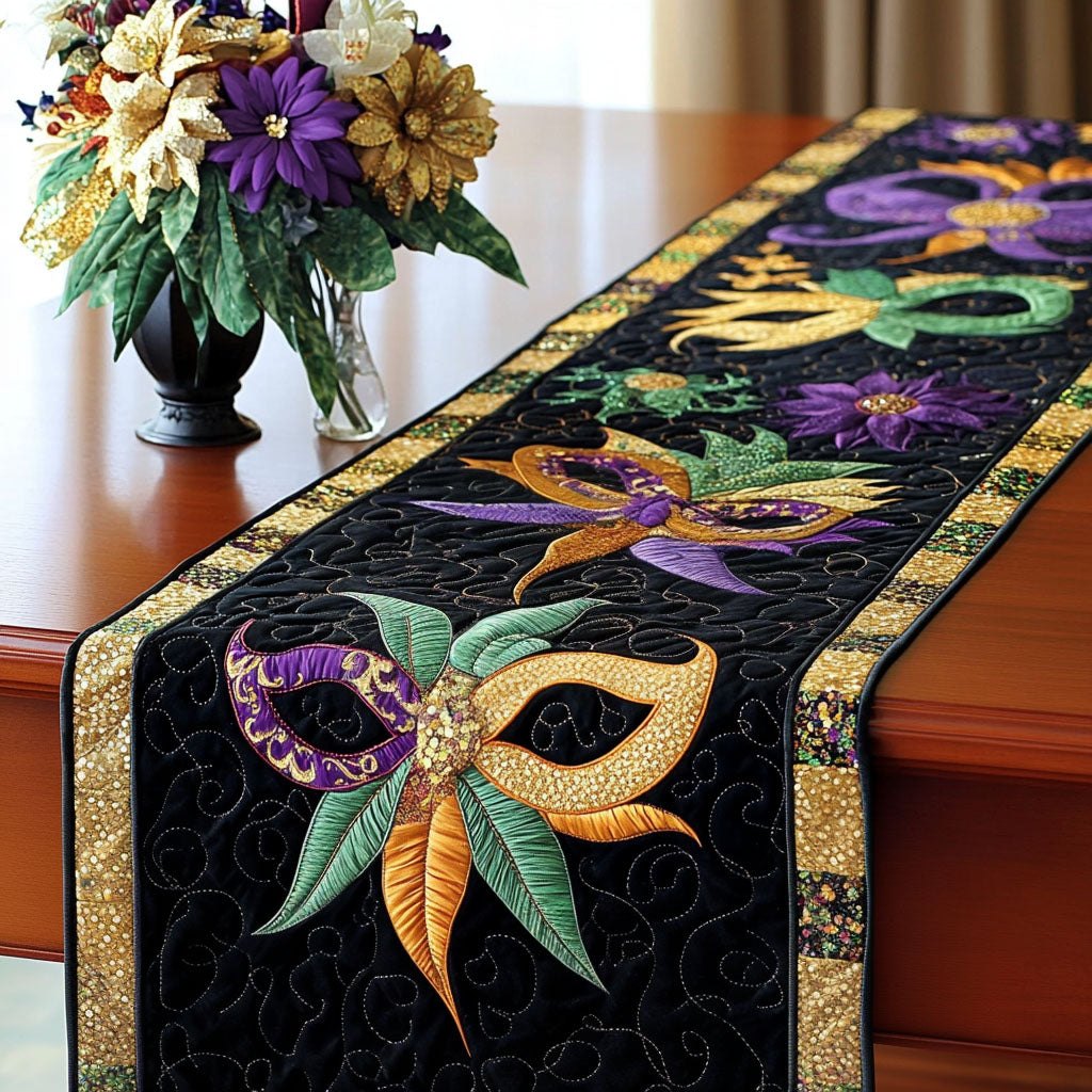 Floral Black Masks Table Runner