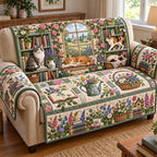 Floral Cats Library Sofa Cover