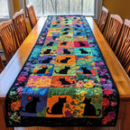 Floral Colorful Cats Table Runner