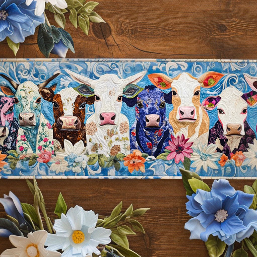 Floral Cows Table Runner