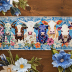 Floral Cows Table Runner