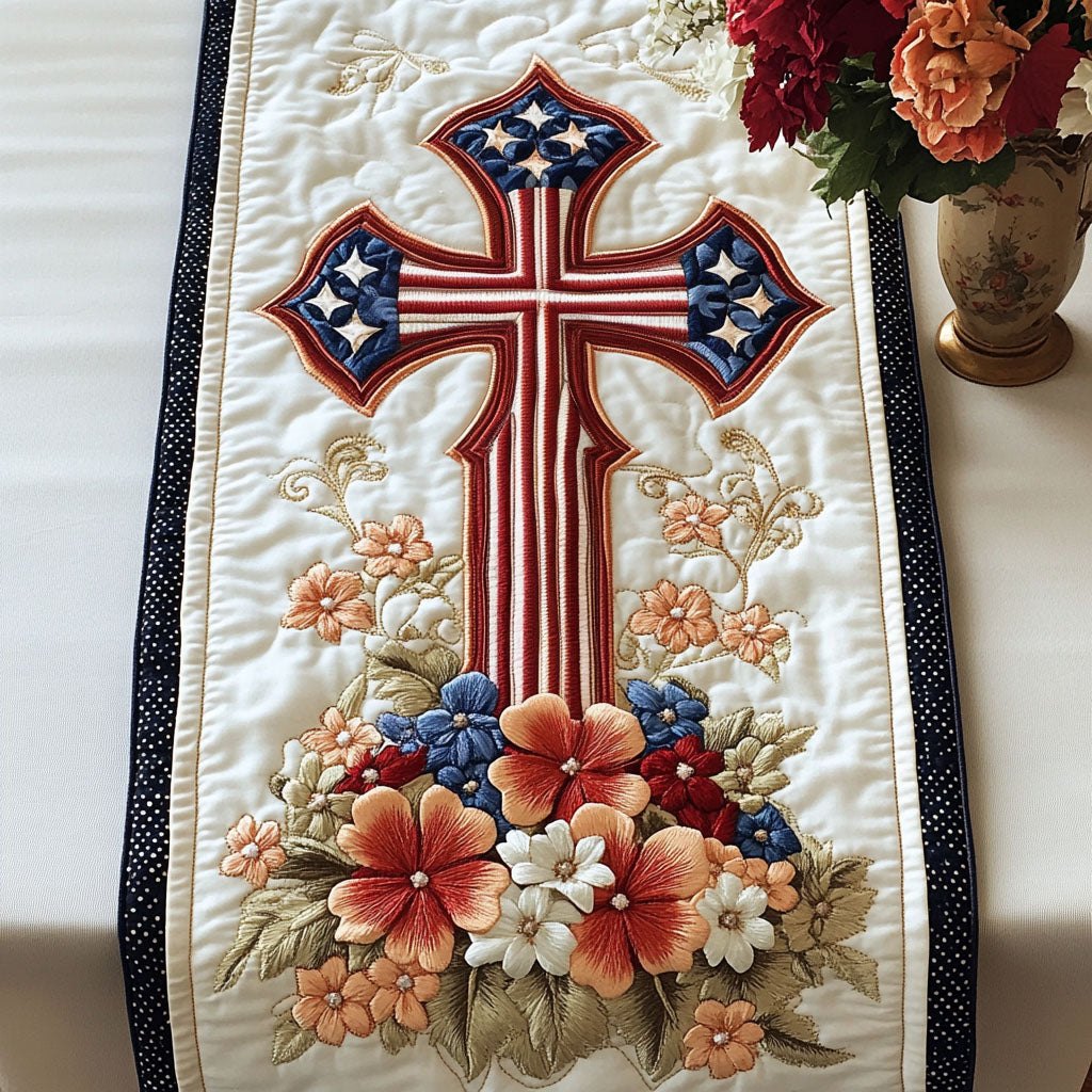 Floral Cross Pride Table Runner