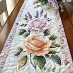 Cream Rose with Lavender Sprigs Table Runner