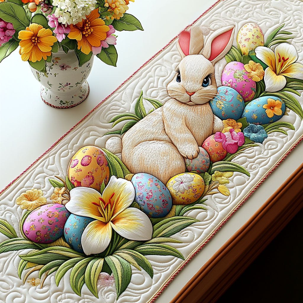 Floral Egg Bunny Table Runner