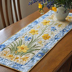 Yellow Daffodils on Pale Blue Table Runner