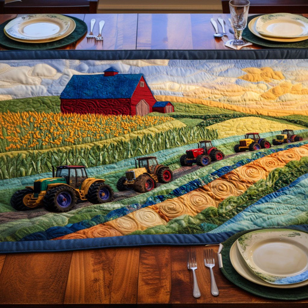 Floral Farm Tractor Table Runner
