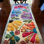 Crazy Quilt Fans in Bright Colors Table Runner