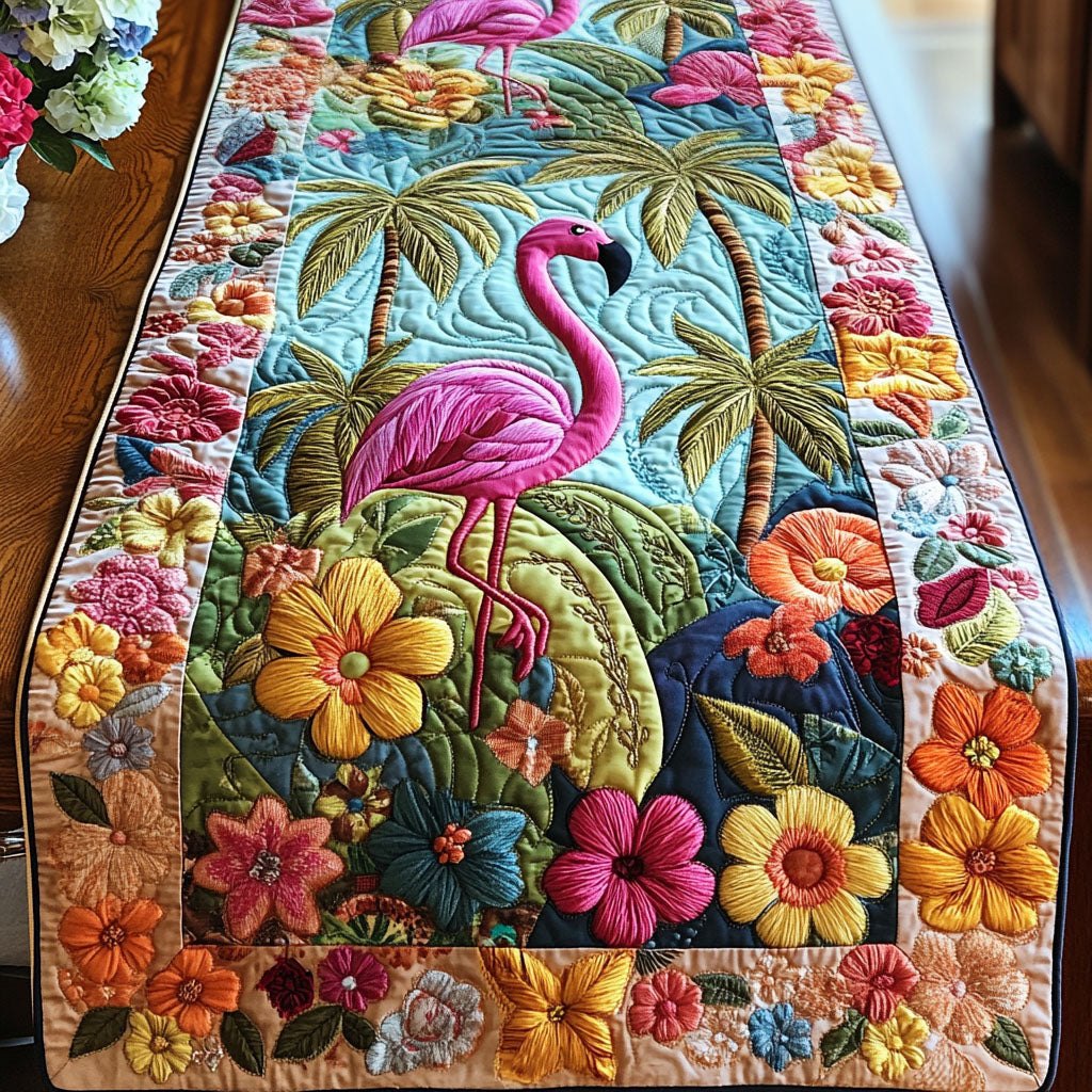 Floral Flamingo Fantasy Table Runner