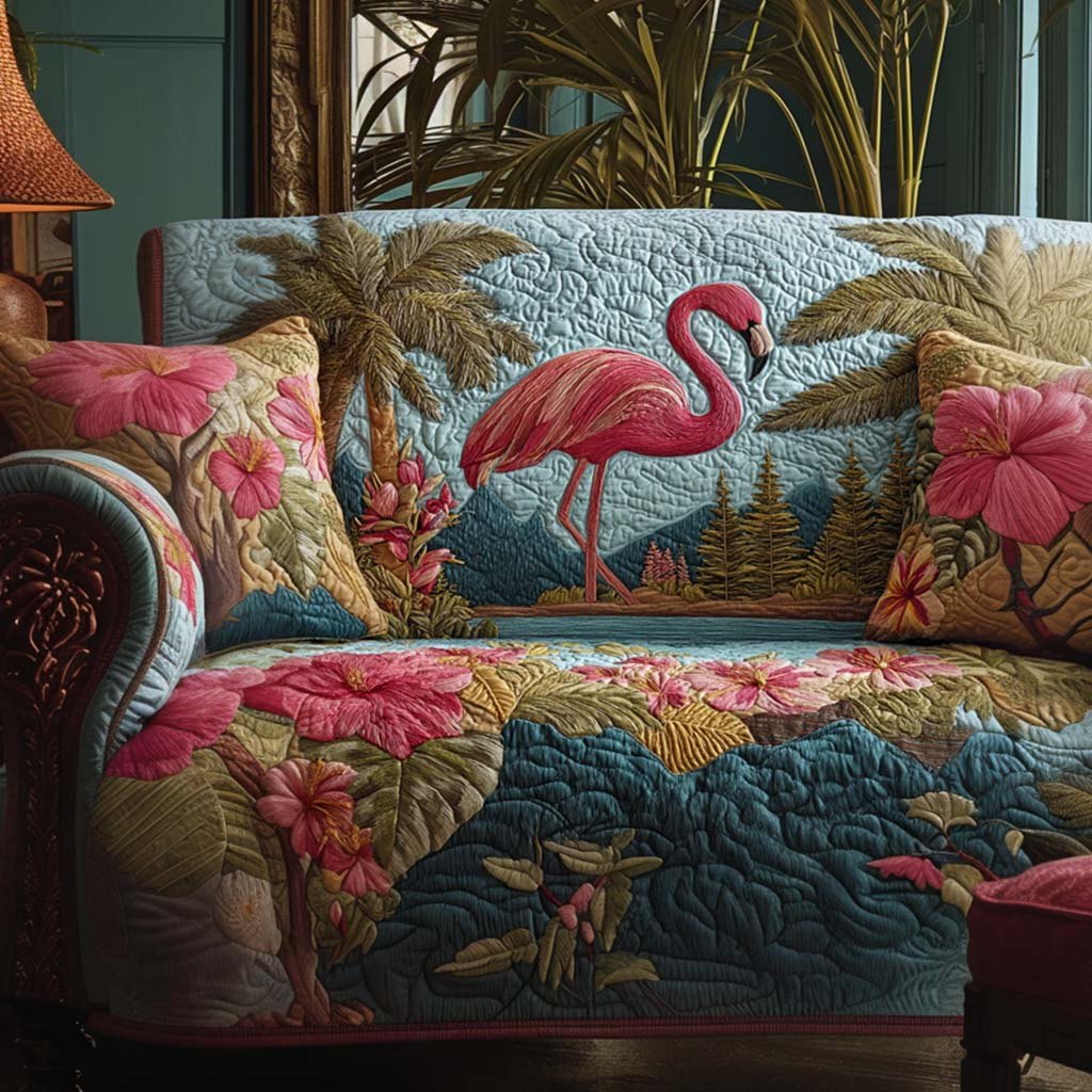 Floral Flamingo Sofa Cover