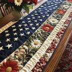Stars and Stripes with White Daisies Table Runner
