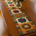 Flower Blocks on Cream Strip Table Runner