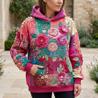 Pink Rose Patchwork hoodie, all-over print