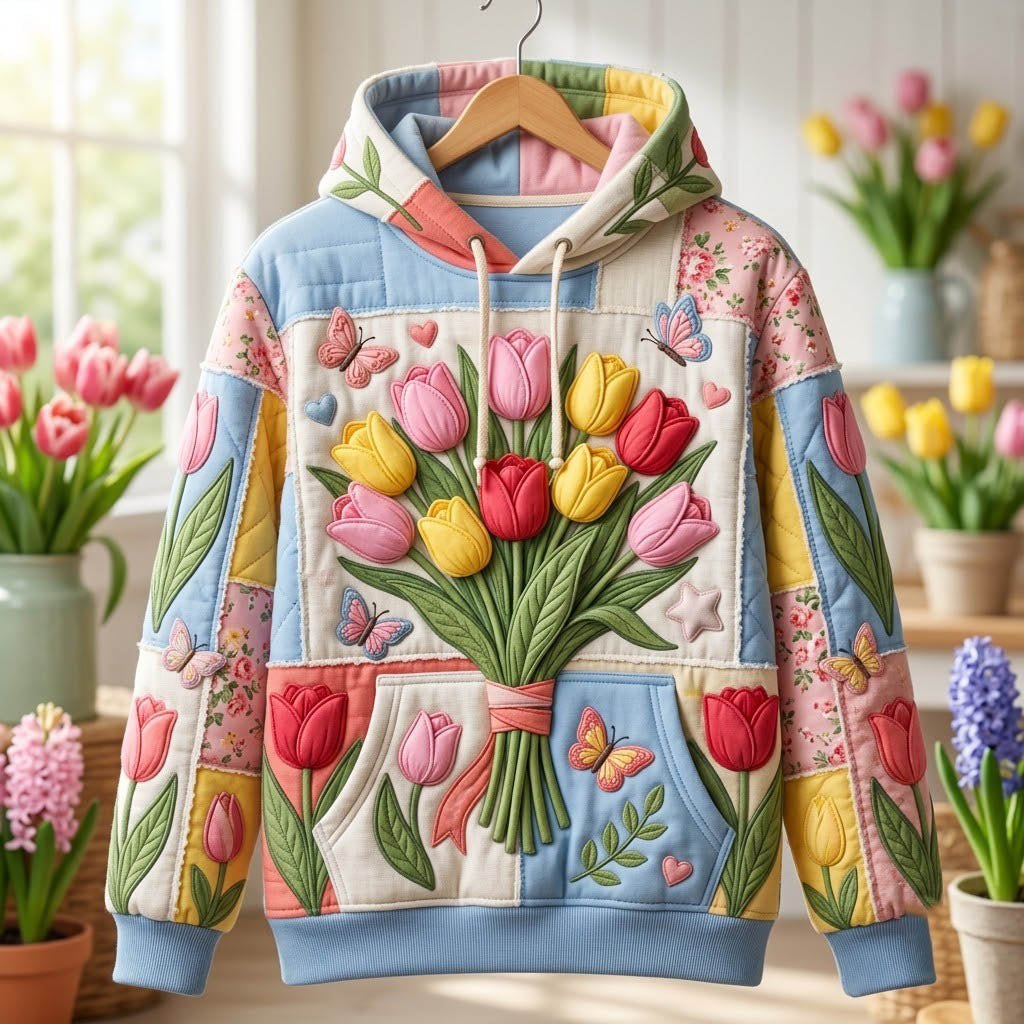Tulip Bouquet Spring hoodie, all-over print