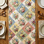 Floral Diamonds on Cream Patchwork Table Runner