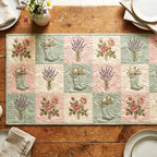 Flower Pots in Pastel Blocks Table Runner