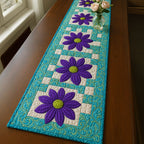 Purple Daisies on Teal Table Runner