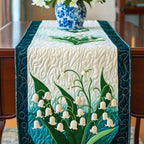Lily of the Valley on Cream Panel Table Runner