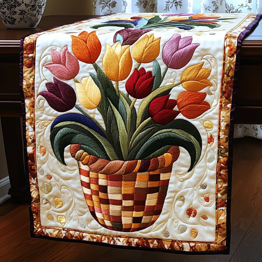 Floral Tulip Wonderland Table Runner