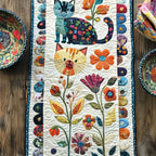 Floral Whimsical Cat Table Runner