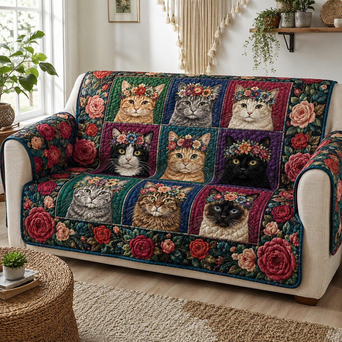 Floral Whisker Royalty Sofa Cover