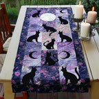Floral Black Cats Table Runner