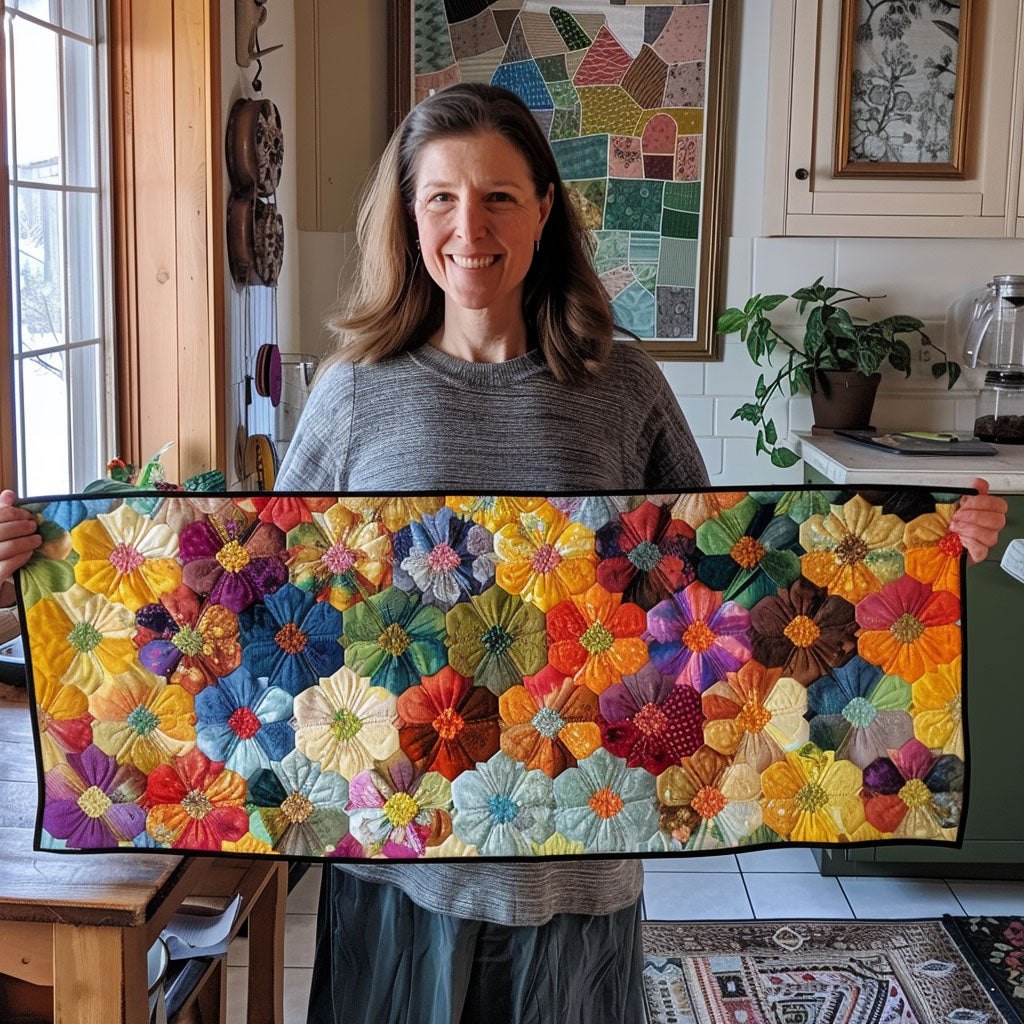 All Over Bright Flower Patchwork Table Runner