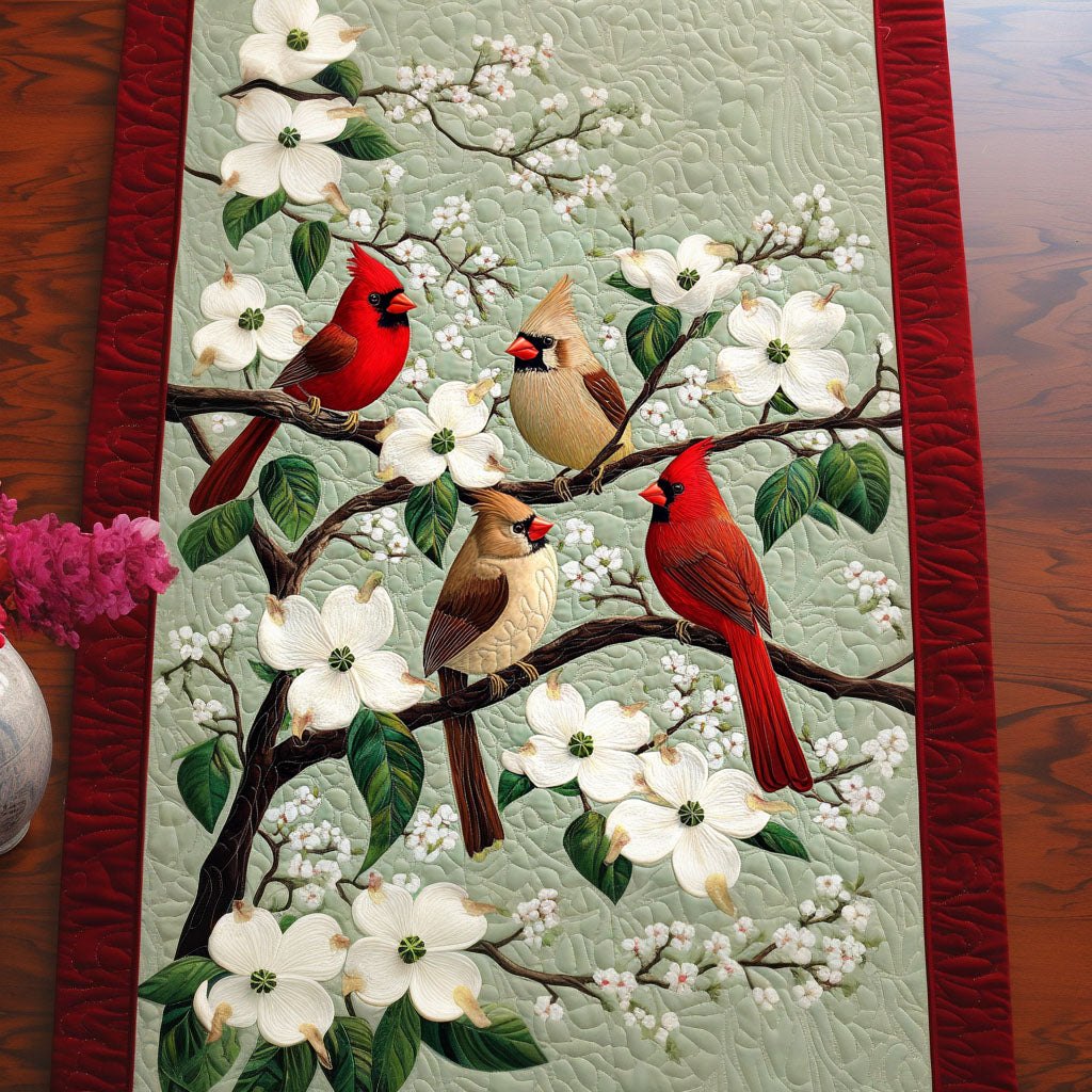 Flowering Cardinals Table Runner