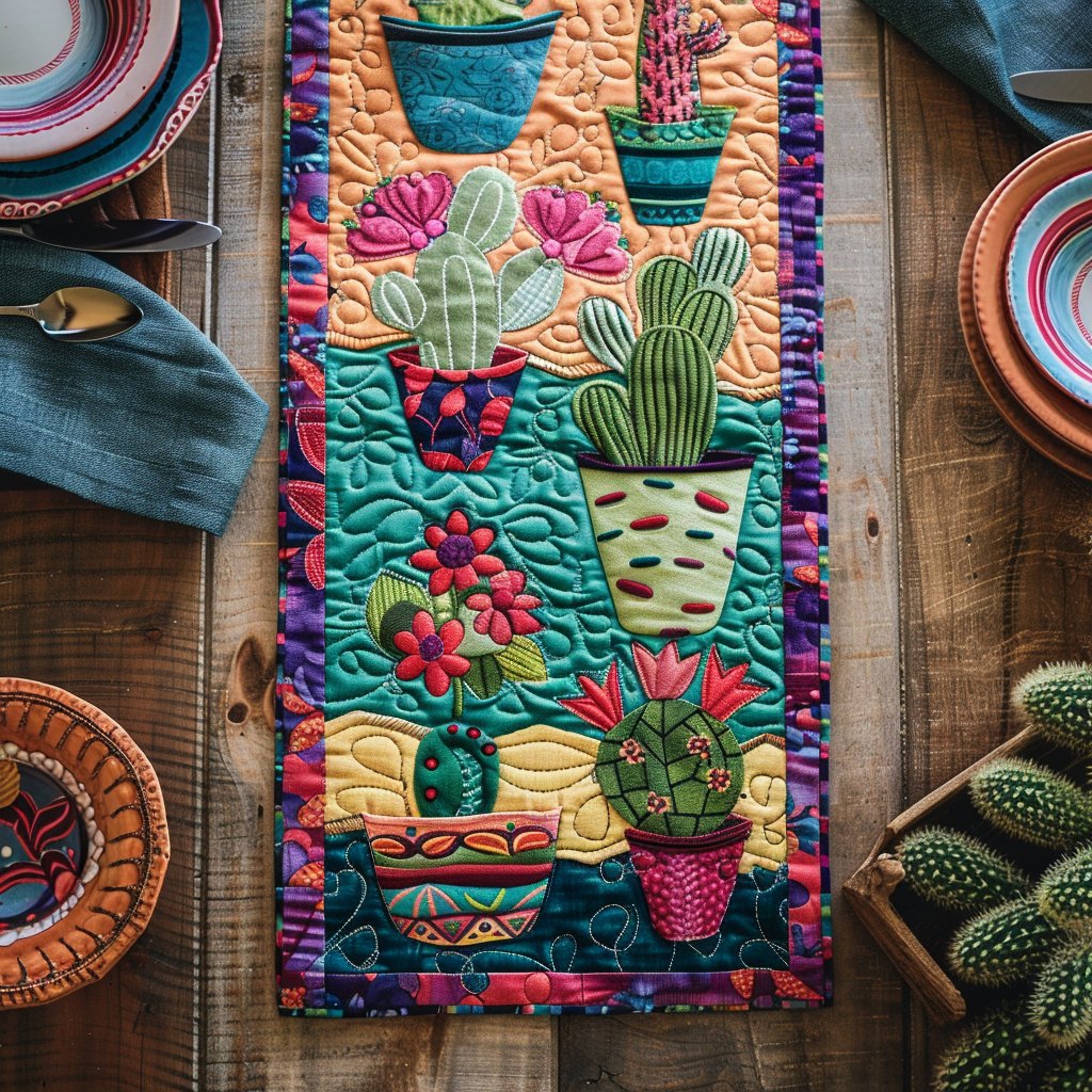 Flowering Cactus Table Runner