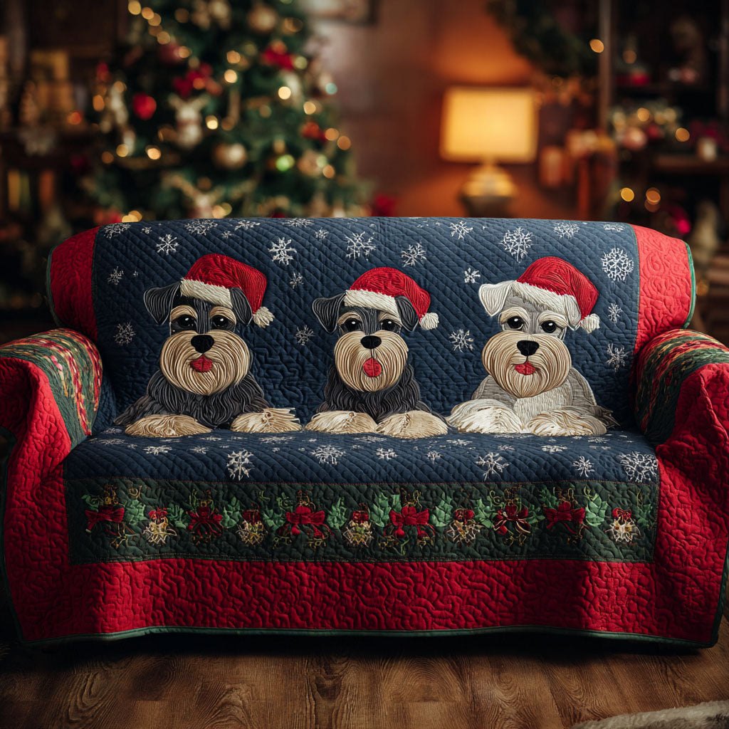 Fluffy Holiday Pups Sofa Cover