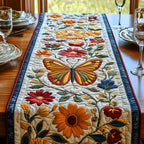 Orange Butterfly with Red Blooms Table Runner
