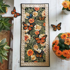 Monarchs with Orange Blossoms on Green Table Runner