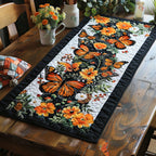 Monarch Butterflies with Golden Blooms Table Runner