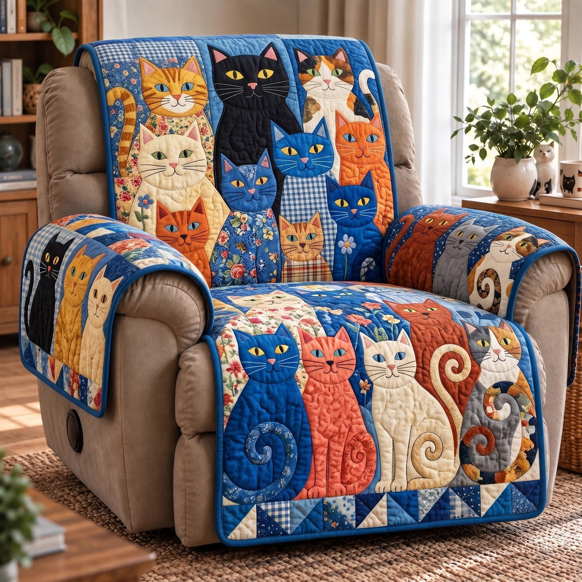 Folk Art Cat Sofa Cover