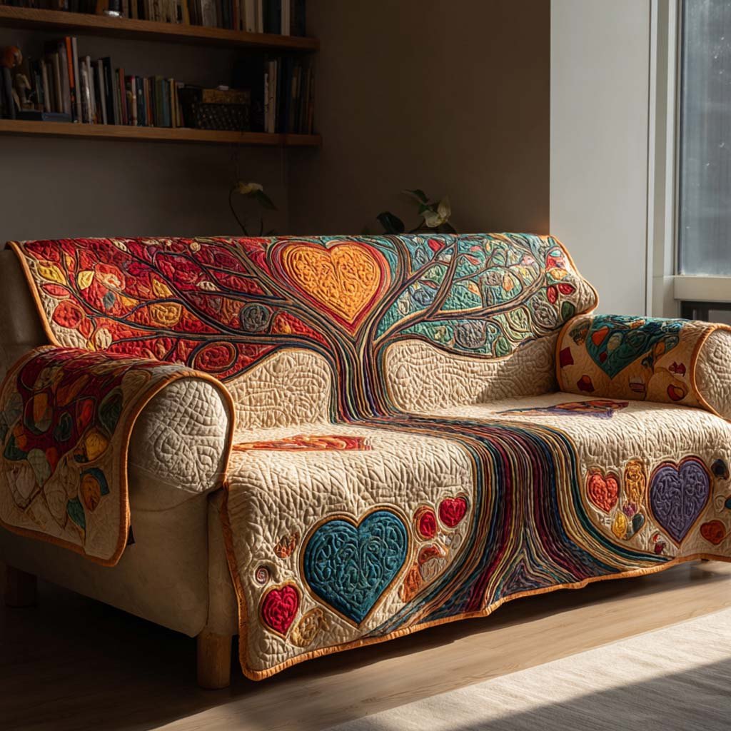 Folk Art Heart Sofa Cover