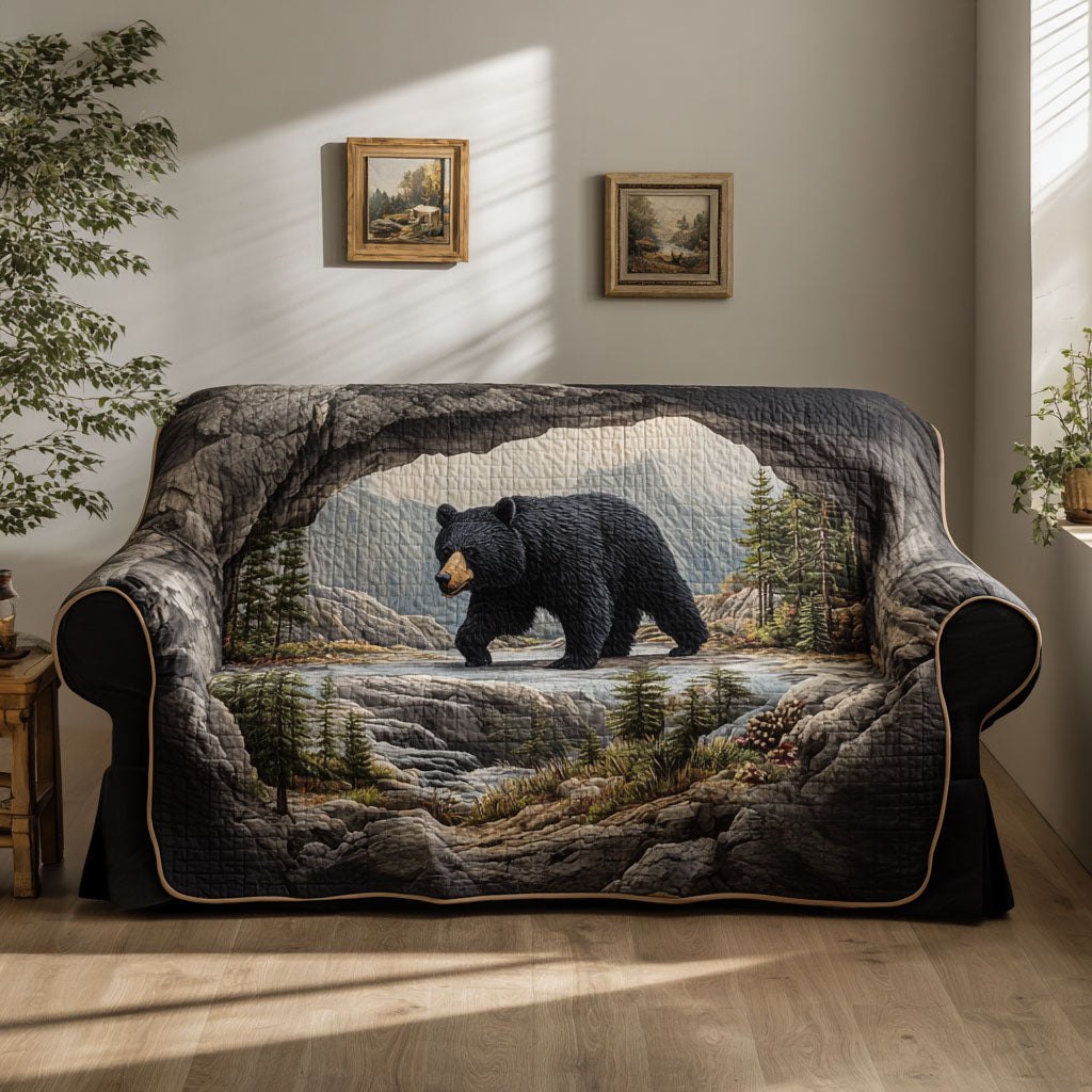 Black Bear in the Stone Arch Sofa Cover
