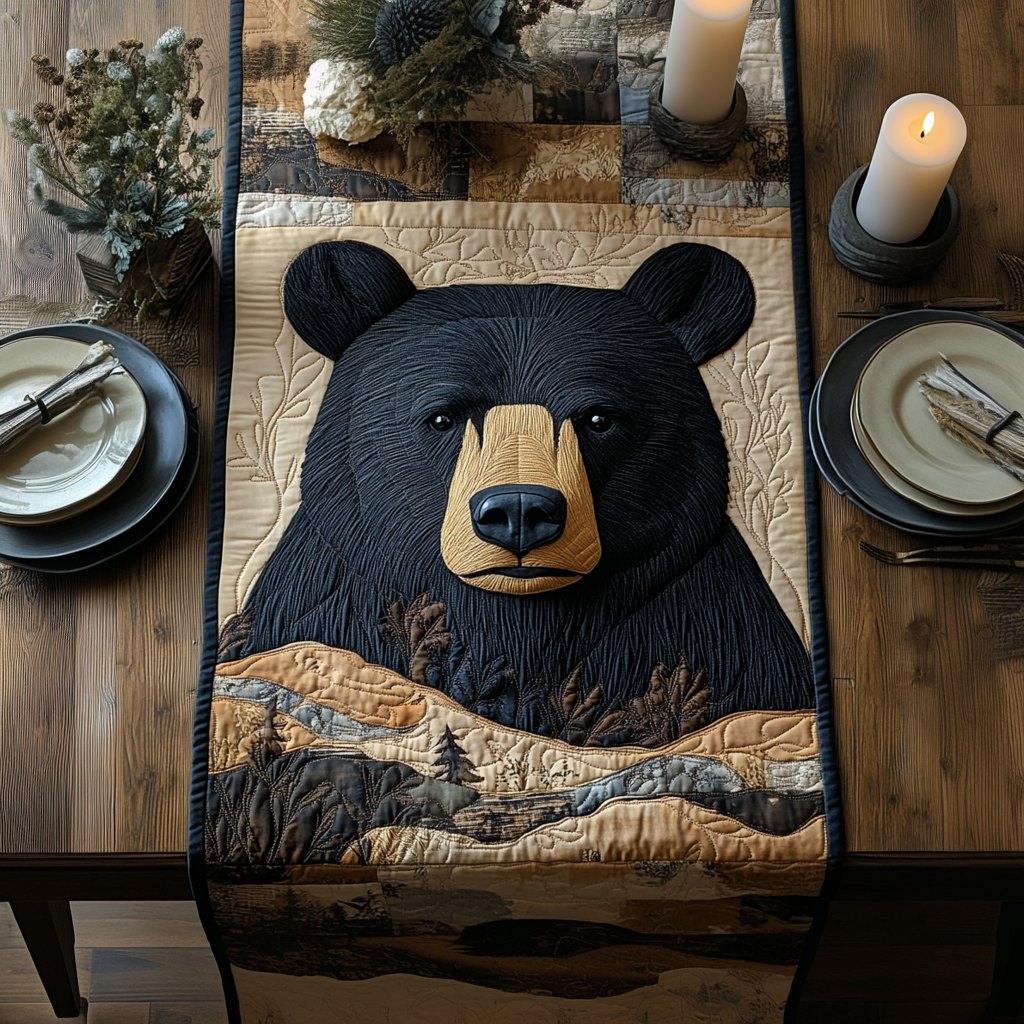Black Bear Portrait Table Runner