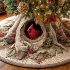Cardinal in the Root Hollow Christmas Tree Skirt